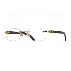 Cartier Black and Gold Rimless Rectangular Glasses